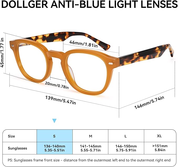Dollger Blue Light Blocking Glasses For Woman Men Thick Frame Round Non-Prescription, pertain Computer Gaming，TV，Work