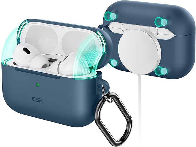 ESR for AirPods Pro 2 Case, Compatible with Airpods Pro 2nd Generation Case (2023/2022/2019), Compatible with MagSafe, Magnetic Lid Lock, Full Drop Protection, Blue