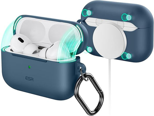 ESR for AirPods Pro 2 Case, Compatible with Airpods Pro 2nd Generation Case (2023/2022/2019), Compatible with MagSafe, Magnetic Lid Lock, Full Drop Protection, Blue