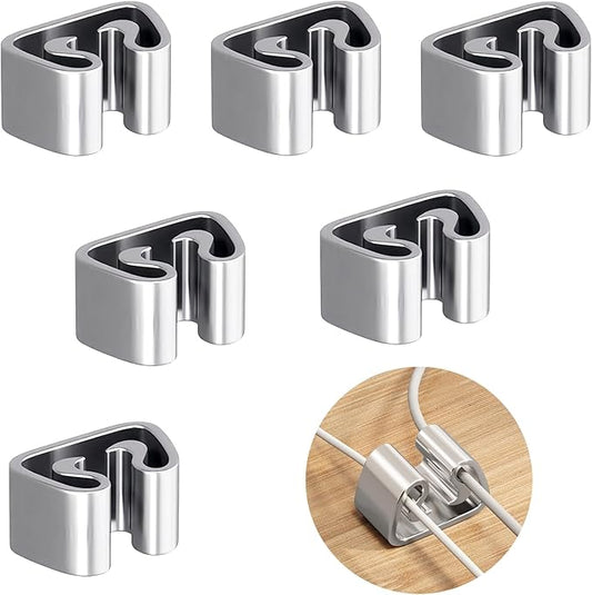 Cord Organizer, 6 Pcs Cable Clips, Cable Smooth Adjustable, Organise Mobile Phone Charging Cables, Suitable for Organising Bedside Cabinets, Walls, Desks, Cars (2-Hole)