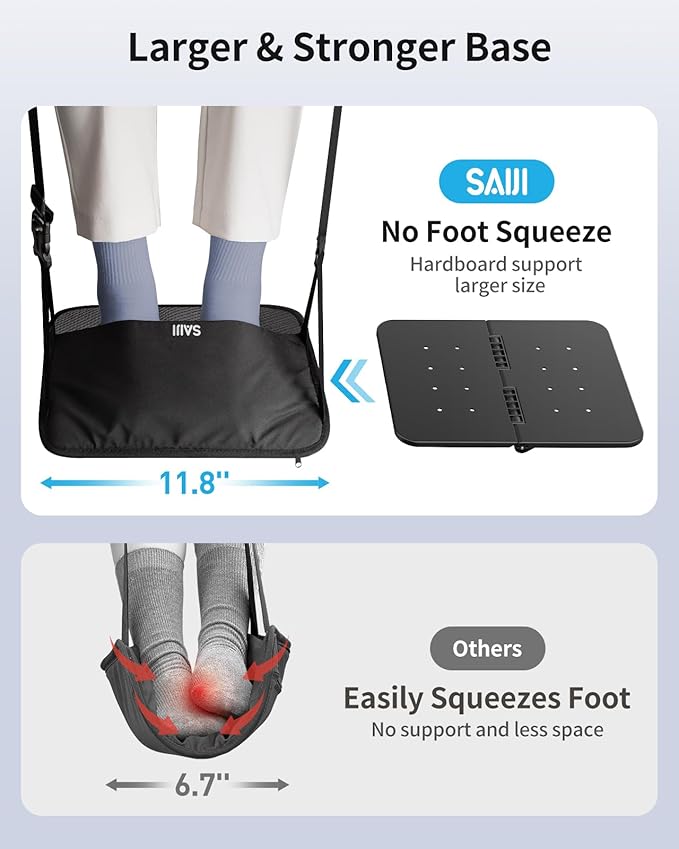 SAIJI Foot Hammock for Plane Travel, Upgraded Airplane Foot Hammock for No Feet or Leg Clashing, Portable Airplane Foot Rest with Warm & Privacy Cover, Long Flight Air Travel Essentials to Relax Feet