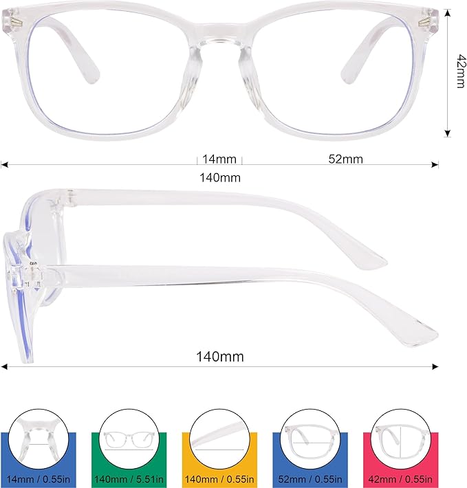 Blue Light Glasses for Woman Men | 99% Blue Light Blocking Glasses | Computer Glassess | Night Driving | Gaming | TV Phone Screen Reader Square Frame | Anti Eyestrain & UV Glare Protection