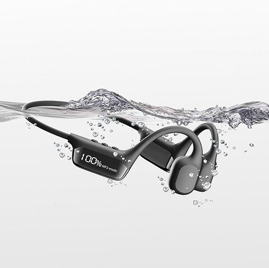Waterproof Headphones for Swimming IP68 Waterproof • LCD Screen • Built-in 32G • Bluetooth 5.4 Earphone • Open Ear Headset Bone Conduction for Running, Cycling, Driving
