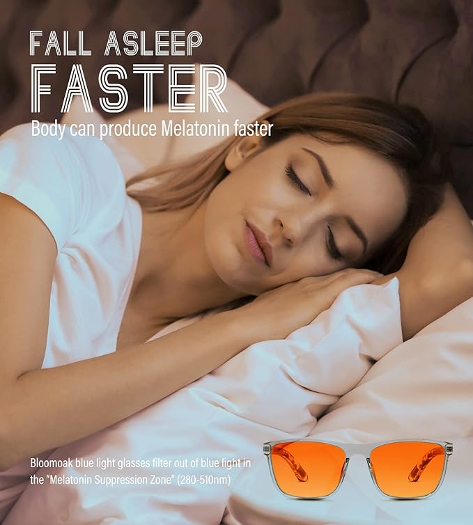 Bloomoak-99% Blue Green Light Blocking Glasses - Gaming Glasses - Anti Glare - Anti Fatigue -Suitable for Screens, Games, TVs