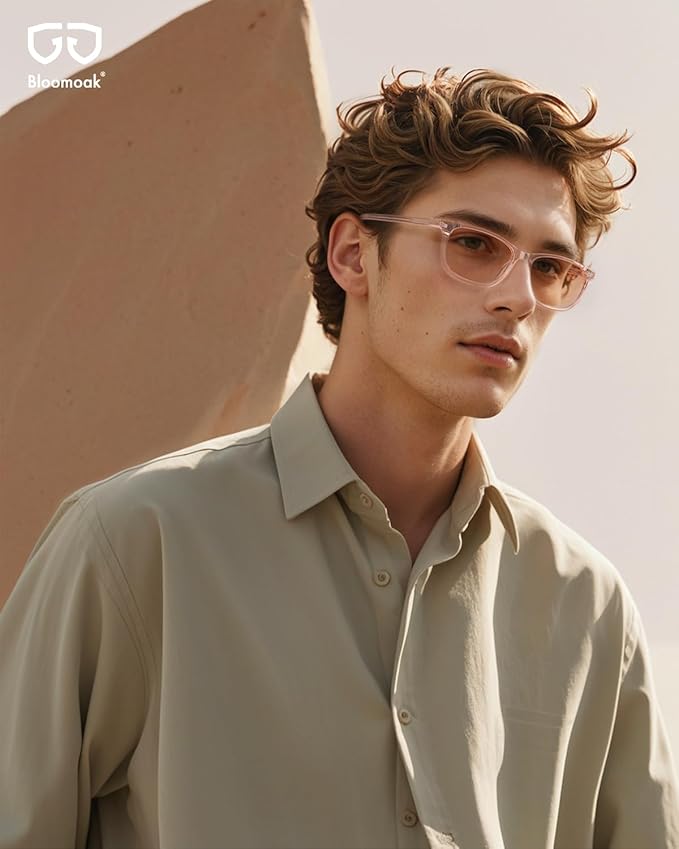 Bloomoak Rose Migraine Glasses, FL- Flex Light Sensitivity Relief Glasses for Fluorescent LED Glare,Photophobia, Eye Strain