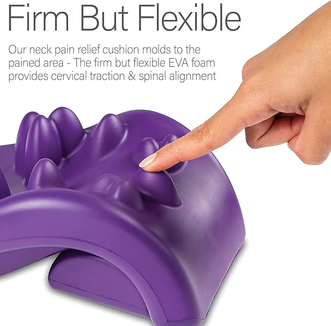 Kanjo Flex Firm Neck Cushion for Cervical Traction, Neck and Shoulder Relaxer, Neck Cervical Pillow with Acupressure Points for Pain Relief and Cervical Spine Alignment, Adjustable Firmness