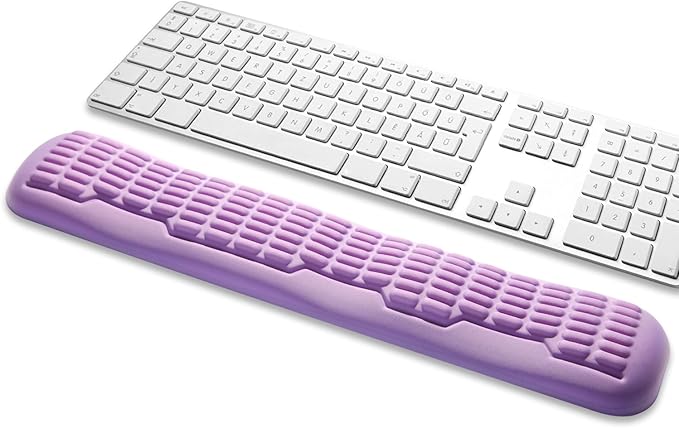 UnivoColors Memory Foam Keyboard Wrist Rest,Latest 3.0 Wave Curve Design,High-Resilience Memory Foam,Non-Slip Base Fits,Full-Sized Keyboards,Ideal for Work and Gaming(Lavender)