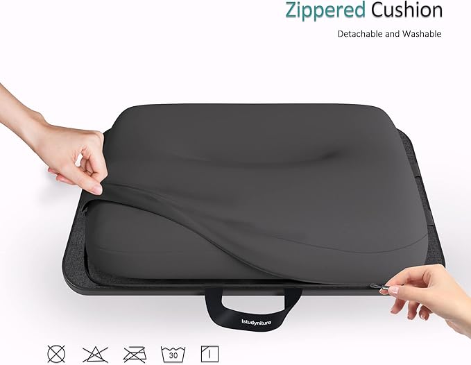 Istudyniture Lap Desk | Portable Laptop Desk & Stand – Fits Up to 15.6 inch – Washable Cushion, Built-in Phone Holder – for Bed, Couch, Sofa, Floor – Writing, Reading, Home Office – Small, Black