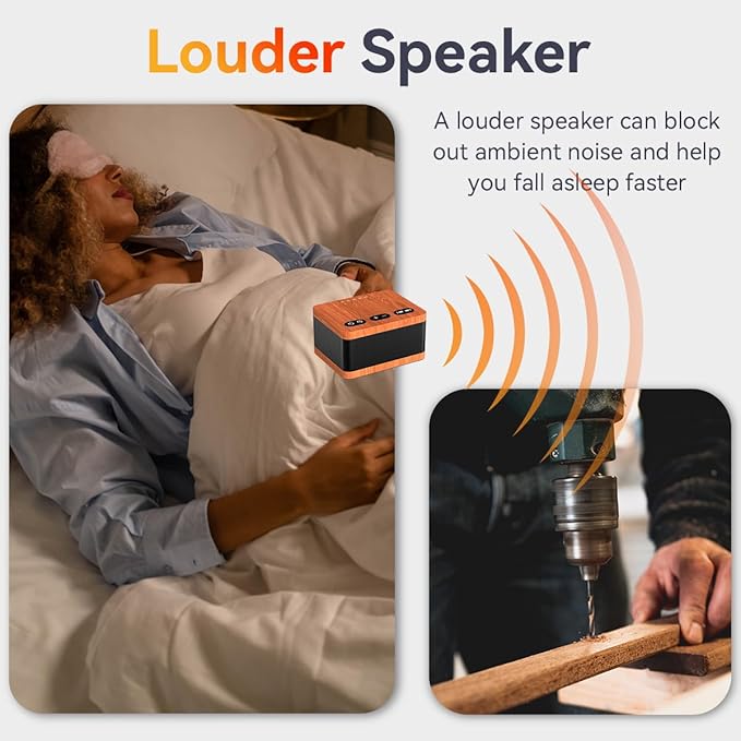 Sound Machine White Noise Machine with 30 Soothing Sounds 36 Levels Volume 5 Timers and Memory Function Effectively Blocks Noise Ideal Sleep Machine for Baby Kids Adults… (Wood Grain)