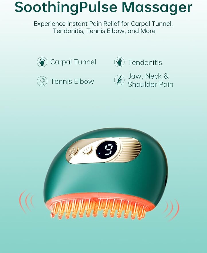 Carpal Tunnel Relief Massager – Hand Massager for Arthritis and Carpal Tunnel, Tennis Elbow, Wrist & Thumb Pain, Instant Pain Relief for Muscle, Joint & Nerve with Heat, Vibration (Green)