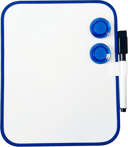Magnetic Whiteboard, Erasable Notepad, Portable Drawing Board, Teaching Whiteboard, Magnetic Dry Erase Board for Lockers, 6" x 8" with Marker and 2 Magnets (Blue)