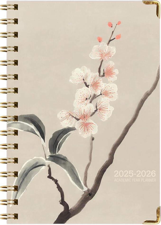 HARDCOVER Academic Year 2025-2026 Planner: (June 2025 Through July 2026) 5.5"x8" Daily Weekly Monthly Planner Yearly Agenda. Bookmark, Pocket Folder and Sticky Note Set (Orchid)