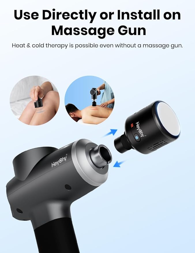 Massage Gun Head with Heat and Cold,Relief Muscle Pain Massage Gun Accessories,Deep Tissue Sports and Fitness Massager Heads,Rechargeable Massager Head,2025 Gifts for Man&Women