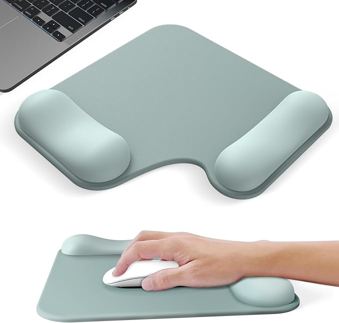 Ergonomic Mouse Pad with Gel Wrist Rest (1"& 1.2" Dual Height) - Cyan Mouse Pads Compact Mousepad Desk Mat Office, Gaming & Carpal Tunnel Relief | Non-Slip Rubber Base