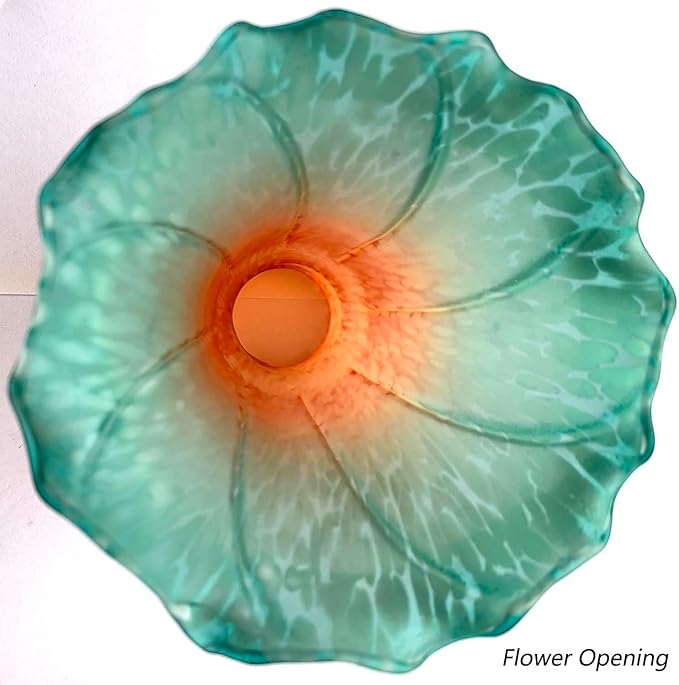 Bieye LS26 Lily Flower Blown Glass Lampshade (Orange Cyan, Opening I.D. 1.26" x O.D. 1.5")
