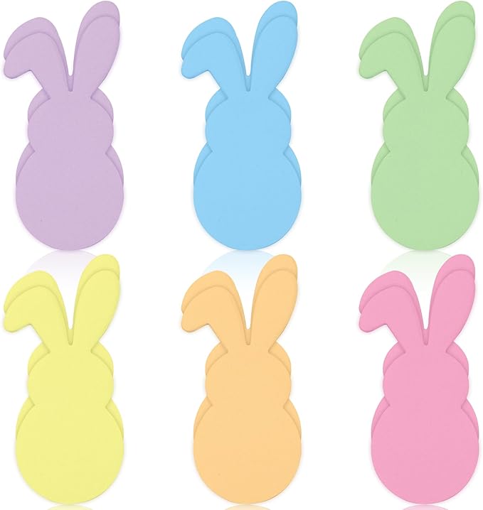 24 Pack Easter Bunny Sticky Notes Pastel Cute Bunny Sticky Notepads 6 Colors 3 x 1.5 Inch Spring Rabbit Colorful Sticky Memo Pads for School Classroom Party Decor Supplies, 480 Sheets