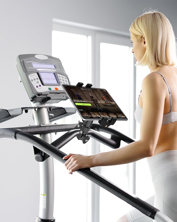 woleyi Aluminum Bike Tablet Mount Camera Clamp, Handlebar Tablet Holder for Motorcycle, Bicycle, Scooter, Stroller, Golf cart, Wheelchair for iPad Pro, Air, Mini, Galaxy, Fire, iPhone, 4.7-13" Devices