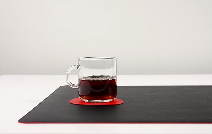 Dual-Sided Leather Desk Pad,Blotter for Laptop Computer,Mouse Pad,Writing,Drawing,Arts and Craft Mat (17"x24", Black/Red)