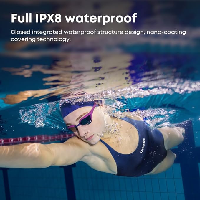 Bone Conduction Headphones IPX8 Swimming Waterproof Dustproof Sweatproof MP3 Player Headset Underwater Music Player 32GB Memory, Open-Ear Wireless Bluetooth 5.4 with Mic for Running, Cycling