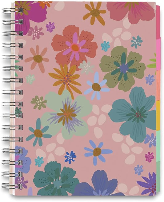 Inspired by Erin Condren A5 Undated Planner, Spiral Bound Daily & Weekly Planner with Monthly Tabs, Portable Organizer for Productivity, Goal Setting, Includes Sticker Sheets, Petal Party Design