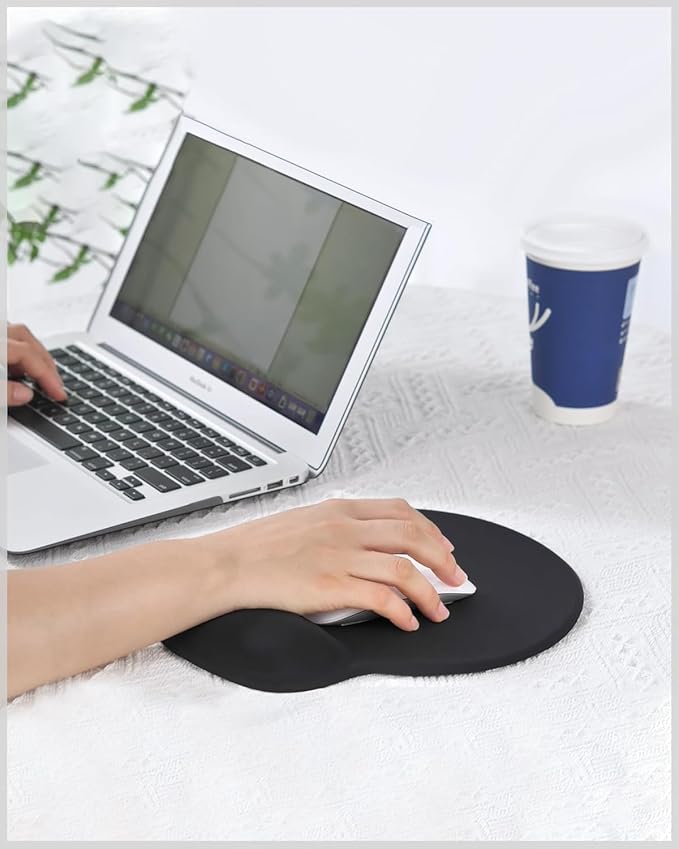 Ergonomic Mouse Pad with Wrist Rest, Large Mousepad(10.6'' x 9''), Wrist Support Mouse Mat with Non-Slip Base, Pain Relief for Laptop & Computer (Black)