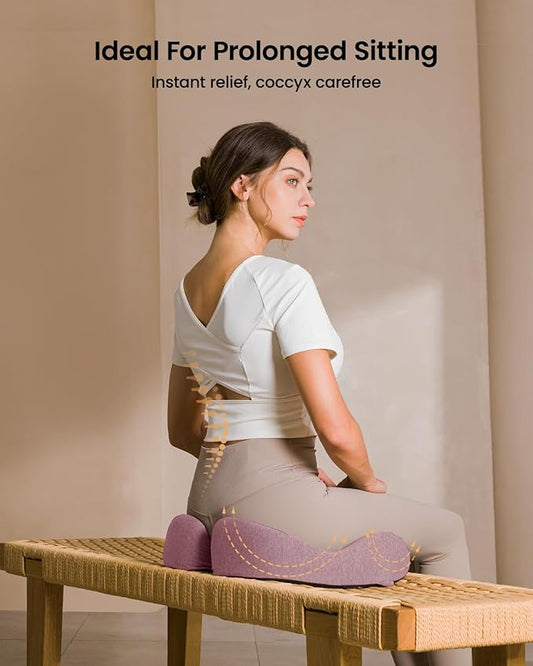 ProtoArc Seat Cushion, Office Chair Cushion for Sciatica, Coccyx Cushion, Ergonomic Memory Foam Seat Cushion for Car, Home, Pressure Relief Pad for Hip, Tailbone, All Day Comfort - Pink