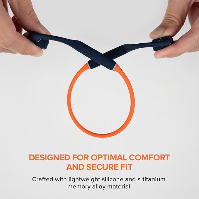 Creative Outlier Free Pro+ Wireless Waterproof Bone Conduction Headphones with Adjustable Transducers, Built-in 8 GB MP3, Multipoint connectivity, Up to 10 Hours of Battery Life, Mic (Blue & Orange)