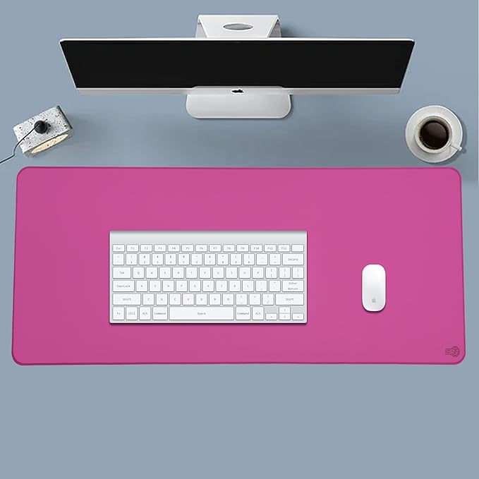 PU Leather Desk Mat| Premium Mouse Pad with Bonus Coaster | Stylish, Durable, Waterproof Mouse Pad for Office & Home (Rose Pink, XXL - PU Gift Set)