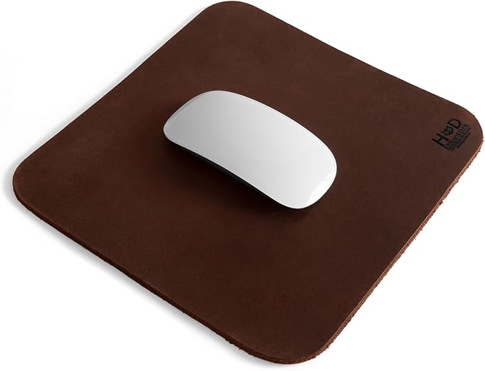 Hide & Drink Genuine Leather Mouse Pad, Anti Slip Leather Mousepad for Gaming, for Apple Magic Mouse & PC, Ergonomic Non Slip Base, Brown & Black Large Mat Pads for Desk, Computer Mousepads for Men