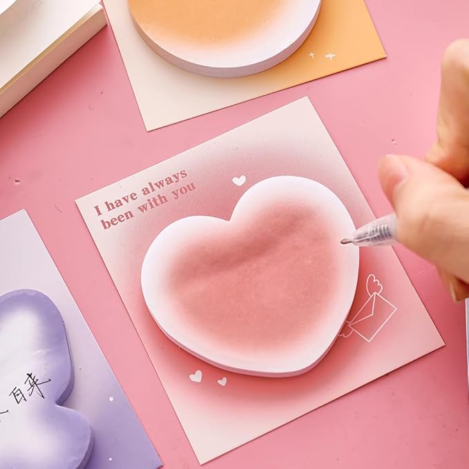 4Pack /120 Sheets Butterfly, Flower, Circle, Heart Shaped Sticky Notes for Studying Work