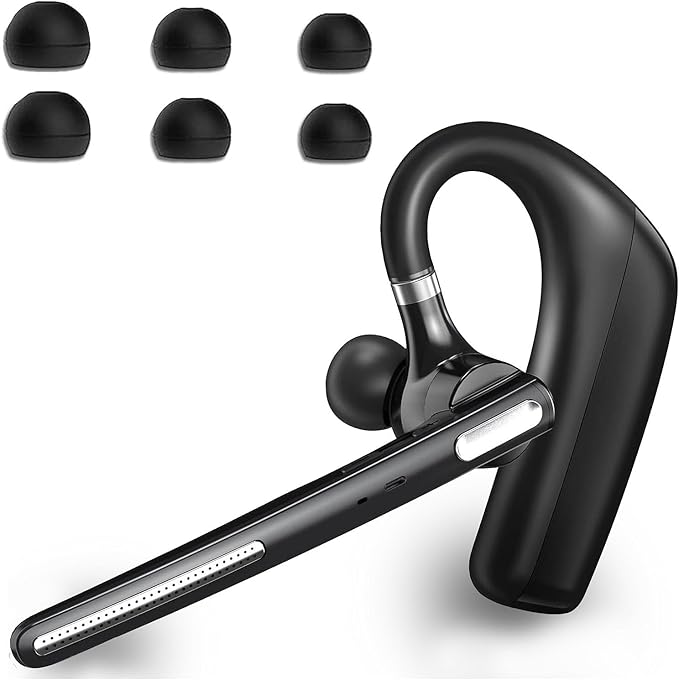 Bluetooth Headset V5.4, Wireless Bluetooth Earpiece with CVC8.0 Dual Mic Noise Cancelling, 110 Hours Talktime Hands-Free Headphones for Cell Phone, iOS and Android, for Trucker and Business Use