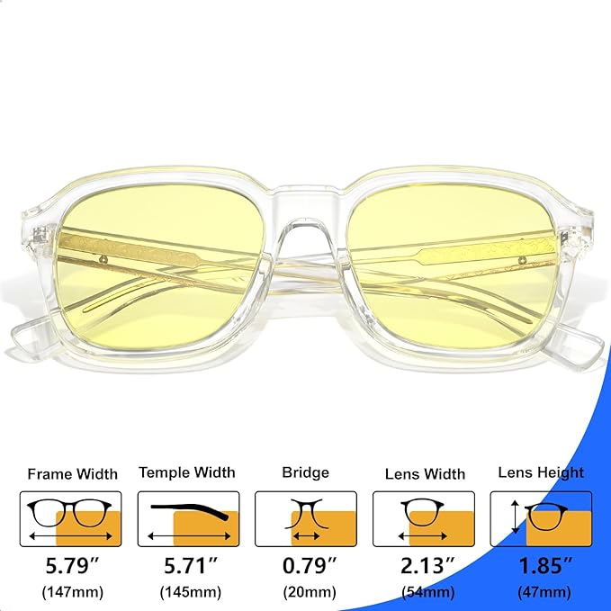 VISOONE Gaming Glasses Blue Light Blocking Oversized Square Computer Eyewear Men Women Bennett