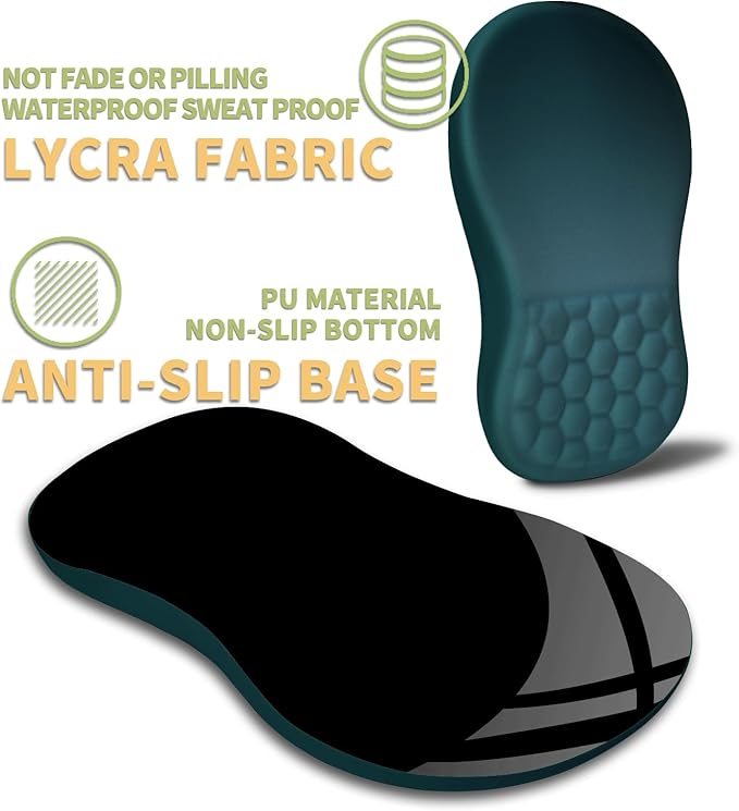 Ergonomic Wrist Rest Mouse Pad with Massage Design, Non-Slip Memory Foam, Relief for Carpal Tunnel Pain, Green