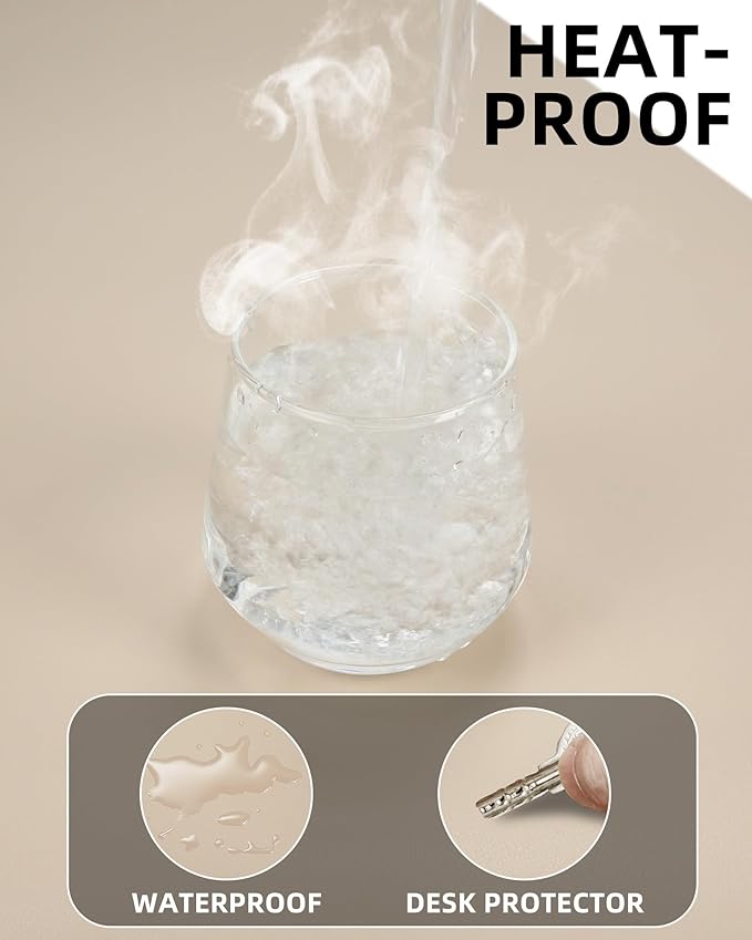 Extra Large Desk Mat - 63"x 17" Non-Slip Desk Pad for Office and Home - Ideal for Large Mouse Pad and Desk Mats on Top of Desks(Beige)