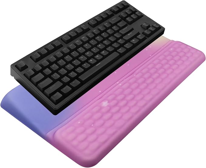 Computer Keyboard Stand with Wrist Rest, Ergonomic Tilted Keyboard Holder - Keyboard Riser with Wrist Pad - Keyboard Tray Support for Office Home - Starry Pink