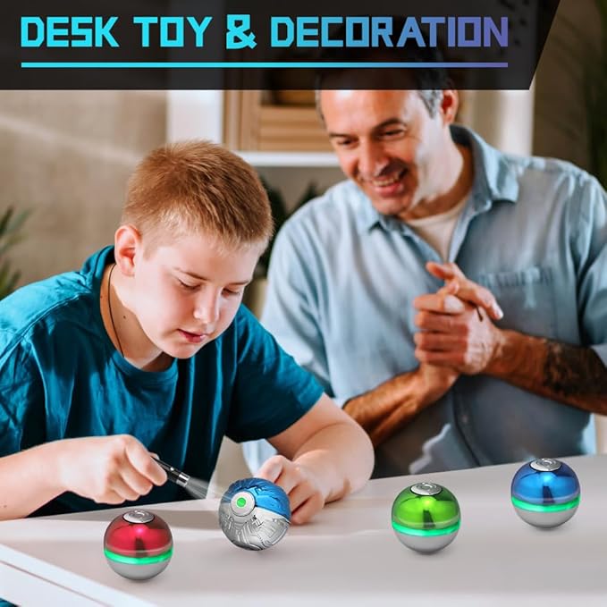 Metal Fidget Spinner Kinetic Desk Toy Glow in The Dark, Light up Heavy Duty Fidget Cube Ball Cartoon Hand Spinner Birthday Gift Bag Filler for Kid Adult, Finger Gyro Decor for Home Office Classroom