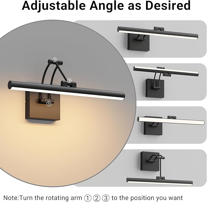 Tipace Black Hardwired Picture Lights for Paintings - 15.7 inch 3CCT Dimmable Modern Gallery Light with Remote Control Led Wall Art Lighting Display Artwork