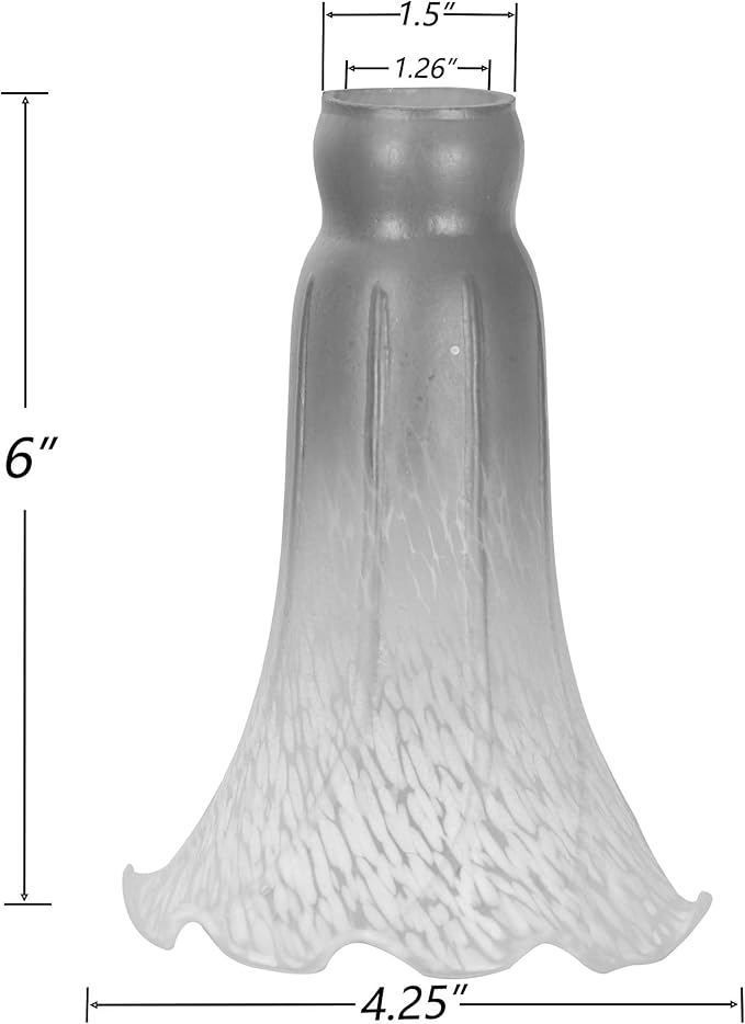 Bieye LS05 Lily Flower Blown Glass Lampshade (White Green, Opening I.D. 1.26" x O.D. 1.5")