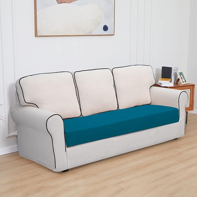 Easy-Going 100% Waterproof Oversized Sofa Seat Cushion Slipcovers Couch Cushion Cover Stretch Furniture Protector for Kids, Pets (Oversized Sofa Cushion, Peacock Blue)