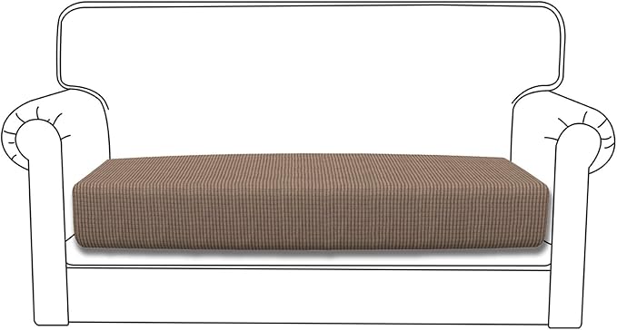 Easy-Going Stretch Loveseat Cushion Cover Sofa Cushion Furniture Protector Sofa Seat Sofa Slipcover Sofa Cover Soft Flexibility with Elastic Bottom(Loveseat Cushion, Camel)