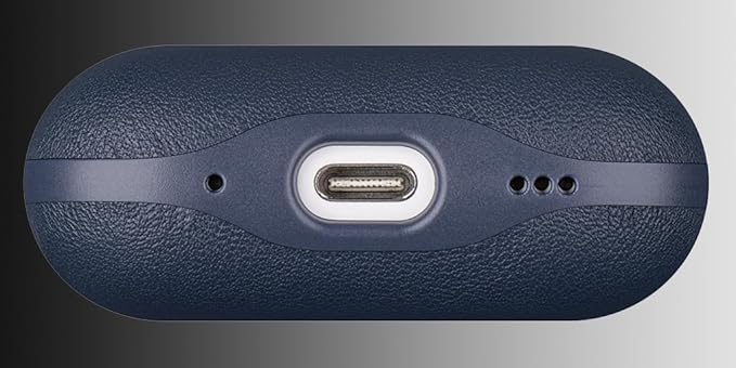 LOPIE Leather Case for AirPods Pro 2nd Generation - Handmade AirPods Pro 2 Case Cover with Lanyard - Made of Full Grain Leather - Drop Protection Hard Shell Cover - Wireless Charging Compatible - Blue