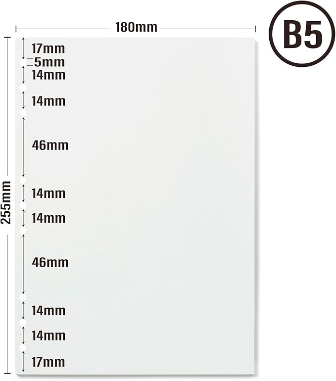 B5 Blank Planner Refill Paper, 9 Holes Inserts Papers 90 Sheets Loose Leaf Notebook Thick Sketch Paper for Drawing & Writing (7.09x10.04 inch)