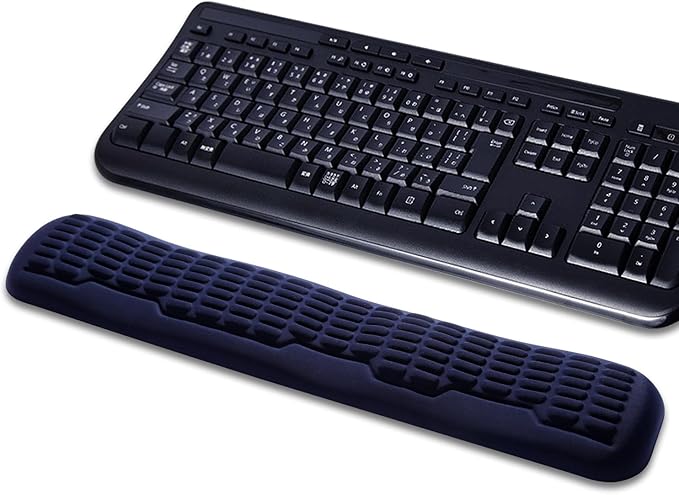 UnivoColors Memory Foam Keyboard Wrist Rest,Latest 3.0 Wave Curve Design,High-Resilience Memory Foam,Non-Slip Base Fits,Full-Sized Keyboards,Ideal for Work and Gaming(Navy)