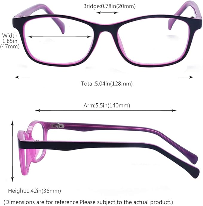 Outray Boys Girls Blue Light Blocking Glasses Anti-Blue Light Anti-Eyestrain Anti-Glare Anti UV Age 3-12 (2186c3 Purple)