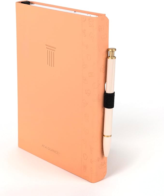 AT-A-GLANCE Foundation Wellness Planner, Undated Weekly & Monthly Tracker, Self-Care Journal for Mental and Physical Health, Hardcover, 5-3/4" x 8-1/4", Peach (FDH-200)