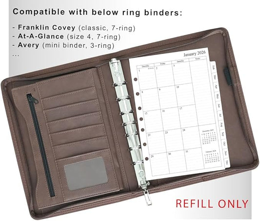 newestor 2025-2026 Monthly Planner Refills 5.5" x 8.5" for Mini Binder, 16 Months from Sep 2025 to Dec 2026, Desk Size