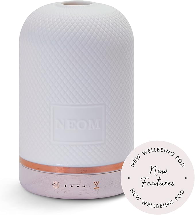 NEOM – Essential Oil Diffuser for Home | Wellbeing Aromatherapy Diffusers | Ceramic Cover, LED Light & Timer | Best for Medium Spaces | Plug in Diffuser for Essential Oils | Home Fragrance