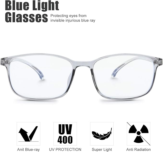 Kids Blue Light Blocking Glasses Silicone Flexible TR-90 Frame, Computer Gaming TV Phone Glasses for Boys Girls Age 3-14 (4-14 yr-Old, B0204 Crystal Grey)