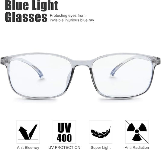 Kids Blue Light Blocking Glasses Silicone Flexible TR-90 Frame, Computer Gaming TV Phone Glasses for Boys Girls Age 3-14 (4-14 yr-Old, B0204 Crystal Grey)