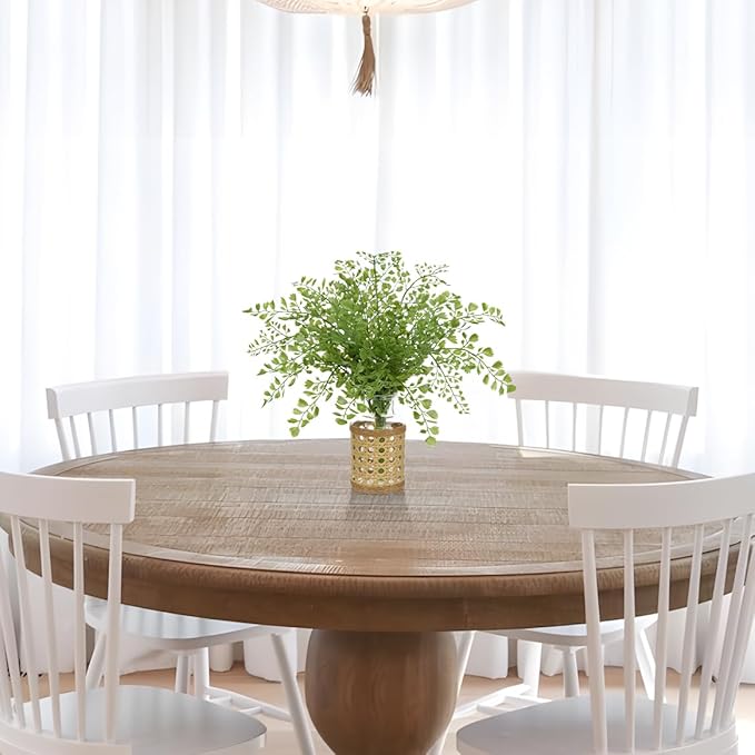 Faux Greenery Stems in Vase Aritificial Fern Plant in Glass Vase with Faux Water & Woven Cover Small Fake Desk Plants Greenery Centerpieces for Farmhouse Kitchen Dinner Tables Shelves Plants Decor